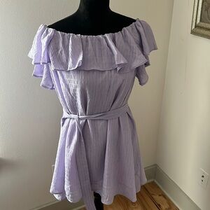 Cupshe lilac crinkle off the‎ shoulder dress Sz L